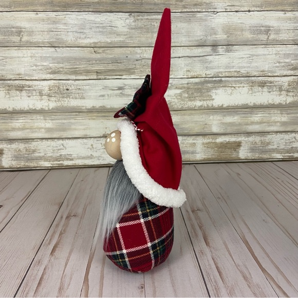 Christmas Plaid Flannel Wood Snowflake Gnome Handmade Holiday Red Home Decor - Picture 9 of 11